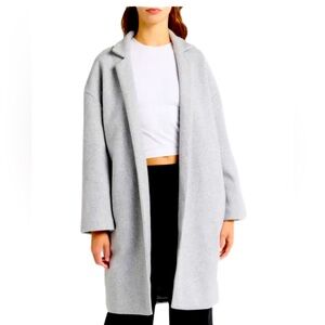 Simply Retro One Button Elegant Women's Light Gray Wool Trench